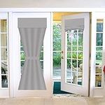 Maritown French Door Curtains 26 x 68 Blinds No Drilling Blackout Tie Up Single Thermal Door Curtain Tape Top Stick On No Drill Shade for French Doors Kitchen Bathroom Window