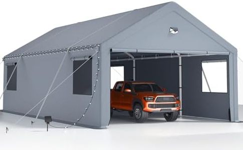 Carports 20X20 Heavy Duty,Car Ports with 180G Removable Side Walls,Carport Canopy,Portable Car Port Garage,Car Shelter All Weather,Grey