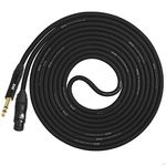 LyxPro 1/4” TRS to XLR Female Microphone Cable - 1.8m - Black - for Professional Microphones and Devices