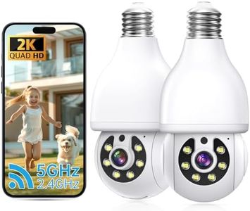 2K Light Bulb Security Camera 5G&2.4G WiFi Security Cameras Wireless Outdoor Indoor,360° Bulb Cameras for Home Security Outside Indoor,Motion Detection and Alarm,Two-Way Talk,Color Night Vision(2 PACK