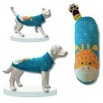 A+a Pets' Cozy Knitted Flannel Sweater - Soft, Warm, Comfortable Fleece, Cold Weather Clothes for Dogs and Cats (Giraffe, Blue) (Giraffe, Blue, 4XL)