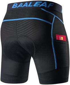 BALEAF Men's Cycling Underwear 4D Padded Bike Shorts Pocket Mountain Bike Liner Bicycle Gear Blue M