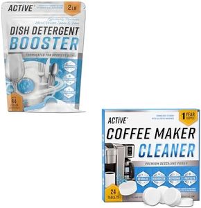 ACTIVE Dishwasher Booster Powder and Coffee Maker Cleaner - Includes 32oz Dish Detergent Boosting Powder and 24ct Coffee Machine Cleaning Tablets