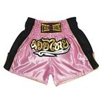 SIAMKICK Classic Muay Thai Shorts for Men Women Boxing Kickboxing High Grade MMA Fight Clothing Training Workout Trunks (XL, Pink Mesh)