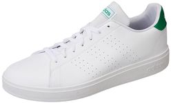 Adidas Men Synthetic Advantage 3.0, Tennis Shoes, FTWWHT/Green/CBLACK, UK-8