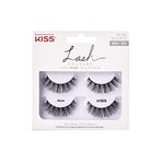 KISS Lash Couture Faux Mink Collection Double Pack of False Lashes, Muse, Ultrafine, Tapered, Synthetic Fake Lashes includes Lash Glue