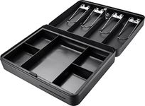 BARSKA CB13052 Key Lock Standard Fold Out Cash Box with 5 Section Tray, 9.5" x 12" x 3.5", Black