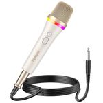 TONOR RGB Dynamic Karaoke Microphone for Singing with 5M XLR Cable, XLR Handheld Wired Microfono, Compatible with Karaoke Machine/Speaker/Amp/Mixer for Karaoke Singing, Speech, and Outdoor Activity