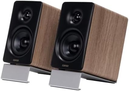 Edifier M60 Compact Desktop Speakers 2.0, for PC/Laptop/Computer, Bluetooth v5.3, USB C & 3.5 mm AUX, Hi-Res Audio Wireless Certified, 66W RMS, for Music and Gaming, Pair with Stands, Wood Grain