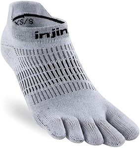 Injinji Women's Run Lightweight No-Show Toe Socks, gray, Medium-Large