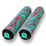 MGP Stunt Scooter Handlebar Grips - Latex Free 180mm Swirls TPR Grind Grips Stunt Scooters and BMX Bikes (Teal/Red)