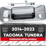 Tailgate Handle Assembly - Compatible with 2014-2022 Toyota Tacoma, Toyota Tundra - Exterior Lift Gate Latch Handle in Chrome Metal - With Camera Hole, LED Hole - OEM 69090-0C090-Metal Chrome, 97982