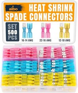 500PCS Heat Shrink Male and Female Spade Connectors Kit – AWG 22-10 Waterproof Electrical Terminals, Red Blue Yellow Fully Insulated Wire Terminal Connectors for Automotive, Marine, and Electrical