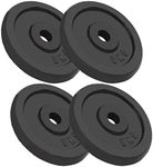 vidaXL Set of 4 Cast Iron Weight Plates, 5kg Each, Compatible with 30mm Diameter Barbell/Dumbbell/Curl Bar, Black