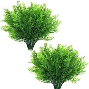 LOVENIMEN Artificial Plants, Plastic Shrubs Bamboo Grass Fake Greenery, Outdoor Indoor Home Garden Verandah Parterre Wedding Garland Table Centerpieces Decoration UV Resistant Planter Filler 8 pcs