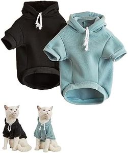 QWINEE 2Pcs Basic Dog Hoodie, Dog Warm Jacket, Cat Apparel, Dog Shirt, Dog Clothes for Puppy Kitten Small Medium Dogs Cats Multicolored L
