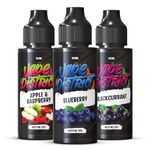 Vape District Vape Liquid 3 x 100ml Apple & Raspberry + Blueberry + Blackcurrant Vape Juice E Liquid 70/30 Ecig Juice Cigarette Liquid Juice E Juice E Cigarette E-Liquid Nicotine Free Vape Short Fill