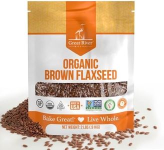 Great River Milling Organic Whole Grain Brown Flaxseed | High-Fiber, Omega-3 Rich Superfood | Gluten Free, Non-GMO, Kosher, USDA Organic | Ideal for Baking, Smoothies & Home Milling | 2 Lb