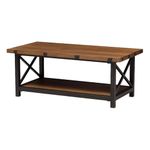 Baxton Studio Herzen Rustic Industrial Style Antique Black Textured Finished Metal Distressed Wood Occasional Cocktail Coffee Table