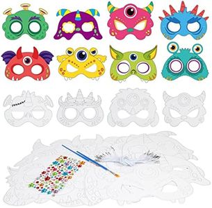 YOLOUP 24 Pack Colour in Masks for Kids Colour Your Own Monster Masks for Kids DIY Graffiti Blank Painting Mask for Art Activities Game Monster Birthday Party Cosplay Dress Up