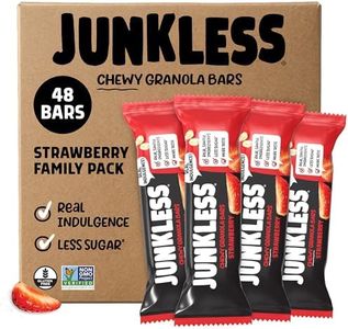 JUNKLESS Chewy Granola Bar 48 Bar Family Pack Strawberry – Less Sugar, Non‑GMO, Gluten‑Free, Wholesome Snack Bars for Kids & Adults, 8 Boxes
