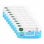 Mother Sparsh 99% Pure Water (Unscented) Baby Wipes I Natural Plant Made Fabric - Super Thick I 72 pcs/Pack - Pack of 10