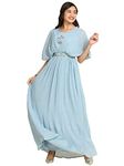 madhuram textiles Madhuram Women's Maxi Gown Georgette With Embroidery Work With Belt(2408 Light Blue_Xx-Learge)