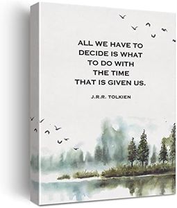 LEXSIVO J.R.R. Tolkien Quote Watercolor Print Canvas Wall Art Home Decor All We Have to Decide is What to Do with the Time Painting 12x15 Canvas Poster Framed Ready to Hang