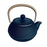 Japanese Cast Iron Teapot with Strainer - Black and Gold - 10.8 Fluid Ounce (320ml) - Made in Japan