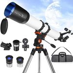 Hetekan Telescope, 90mm Aperture 700mm Telescope for Adults Kids Beginners,Fully Multi-Coated Optics High Transmission Telescopes with Tripod and Phone Adapter for Observing The Moon and Planets