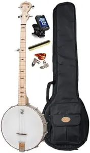 Deering Goodtime 5-String Openback Banjo USA Made Nickel Hardware Open Back with Instrument Alley Padded Gig Bag, Tuner, Mute and Picks Starter Package