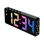 Bornore LED Digital Alarm Clock American Flag Loud Alarm Clock for Heavy Sleepers Adults Large Display with Auto Dimming Cute Desk Clock Temperature Voice Control for Outdoor Travel(Flag)