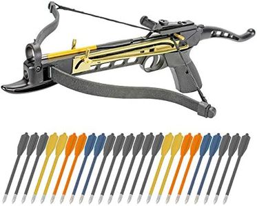 KingsArchery Crossbow Self-Cocking 80 LBS Adjustable Sights, 3 Aluminium Arrow Bolts Bonus 24-Pack Colored PVC Arrow Bolts