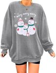 Zeagoo Christmas Shirts for Women Big White Snowflakes Christmas Sweatshirt Xmas Women Hoodie White Snowman S