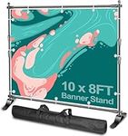 EMART 10 x 8ft (W X H) Photo Backdrop Banner Stand - Adjustable Telescopic Tube Trade Show Display Stand, Step and Repeat Frame Stand for Professional Photography Booth Background Stand Kit