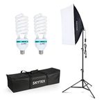 Softbox Lighting Kit, skytex Continuous Photography Lighting Kit with 20x28in Soft Box 2x135W 5500K E27 Bulb, Photo Studio Lights Equipment for Camera Shooting, Video Recording