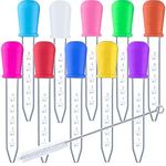 10 Pack Liquid Pipettes Droppers Silicone 5ml Clear Medicine Eye Dropper for Kids with Bulb Tip & Clean Brush for Candy Mold, Gummy Bear, Gelatin Maker, Oil Science, Crafts Projects (10 Colors)