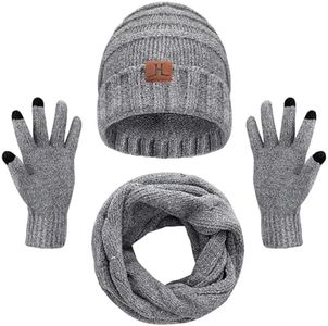 MAYLISACC Scarf, Gloves, and Beanie Set for Women - Warm Winter Hat With Screen Touch Gloves, Fleece Lined for Outdoor Activities