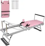 Pink Pilates Reformer Machine 77.5" Foldable Pilates Equipment for Home Gym Workout,Pink Adjustability Pilates Workout Equipment with Resistance Ropes for Advanced and Beginners