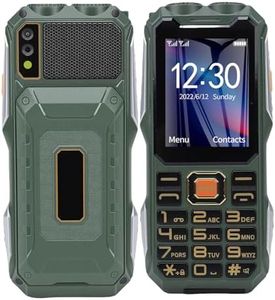 Generic Rugged Phone Unlocked, 4G LTE Waterproof Dual SIM Rugged Smartphone, 2.4in Screen Outdoor Mobile Phones with 16800mAh Battery, 0.08MP Camera, Camping Light, Speaker (Green)