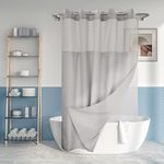 No Hook Slub Textured Shower Curtai