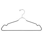 USTECH Metal Space Saving Clothes Hangers | Trouser Bar with Shoulder Notch Thin Hangers Perfect for Coat, Suit, and Pants | Non-Slip Coating and Large Hook for Added Safety | Pack of 12