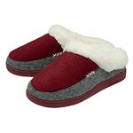 DUNLOP Ladies Alicia Felt Mule Slippers - Red/Grey - UK 7