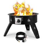 ONLYFIRE Propane Fire Pit with Lava Rocks & Foldable Legs, 19" Height Adjustable Portable Gas Firebowl - Smokeless Outdoor Firepit for Camping Bonfire Patio Backyard