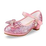 Little Girls Princess Shoes Sequins Sweet Bows High Heel Wedding Party Dress Shoes Sandals Size 10 Bright Diamond Christmas Festival Sandals Pink