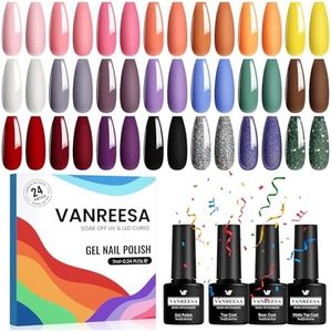 Gel Nail Polish Set, VANREESA 21 Classic Colours Pink Glitter White Wine Red Brown Gray Gel Polish Set Required Soak Off UV/LED Lamp Nail Varnish Kit for Women Beauty Gift