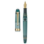 Asvine V126 Vacuum Filling Fountain Pen Gold Plated Fine Point, Transparent Teal Acrylic Pen Gift Case