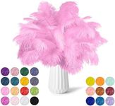 NEWONG 30pcs Pink Ostrich Feathers Natural Bulk 11-14inch(28-35cm) Vase Craft Wedding Home Party Centerpieces Christmas Day Decoration