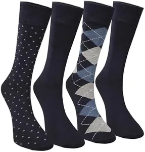 FOURSOLOS Men’s Viscose Bamboo Crew Socks, 4-Pack, Non-Binding, Breathable, Soft, Durable, Ideal for Work, Everyday Wear