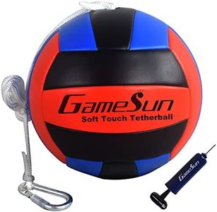 GAMESUN Tetherball Ball and Rope Set- Tetherball Ball with Rope and Carabineer Hoop, Two-Needles Pump, Glow in Dark